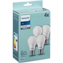 Philips LED Lamp E27 4-Pack 60W 4000K