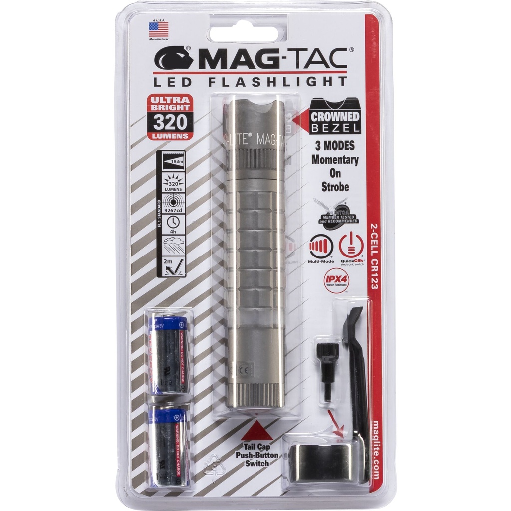 Maglite Mag-Tac crowned bezel Taschenlampe grau