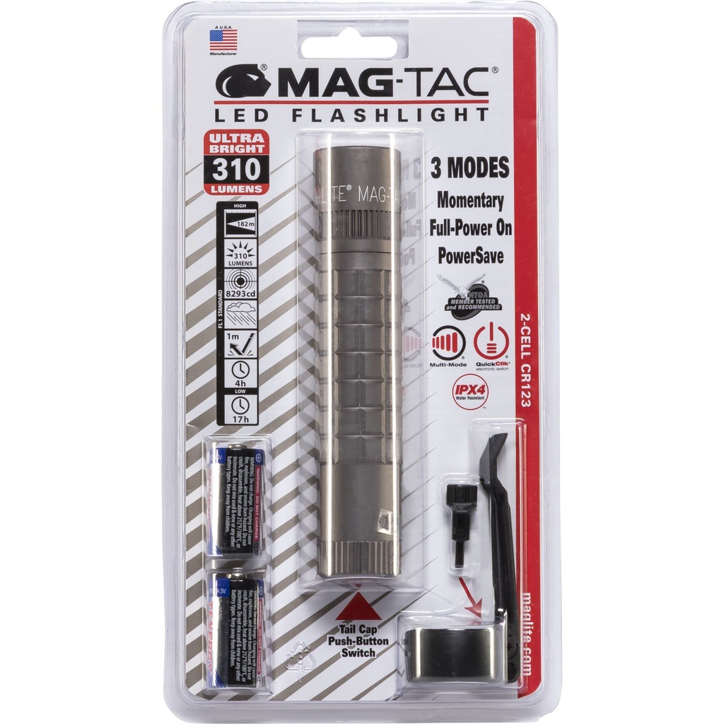 Maglite Mag-Tac plain bezel Taschenlampe grau