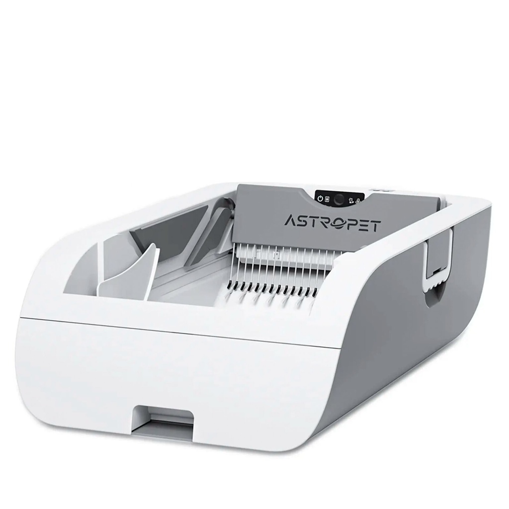 Astropet self-cleaning cat litter box button control.Helios