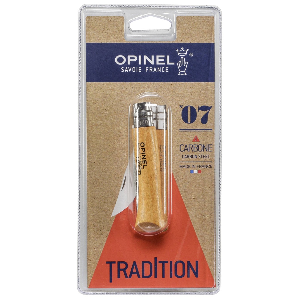 Opinel pocket knife No. 07 carbon w. wood handle