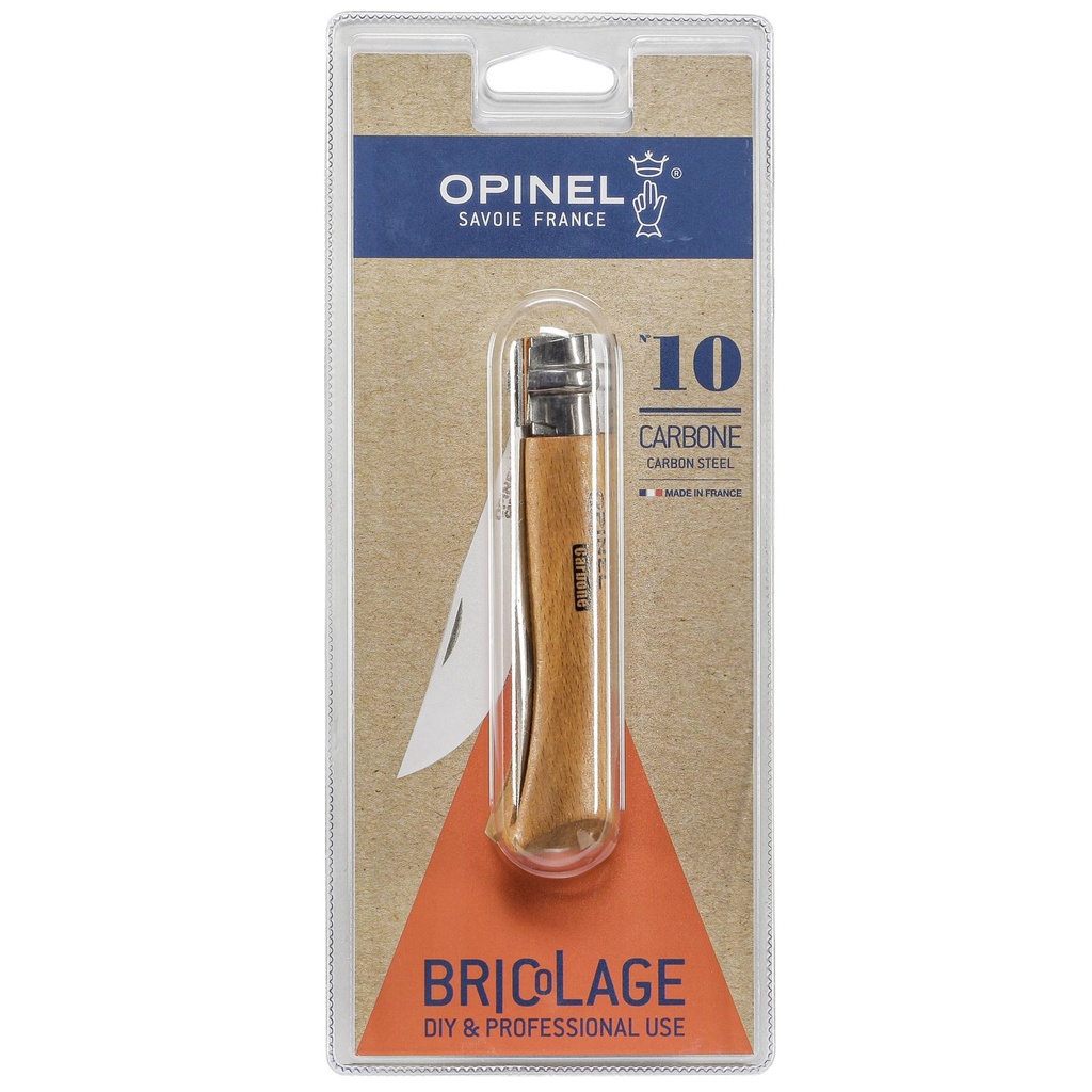 Opinel pocket knife No. 10 carbon w. wood handle