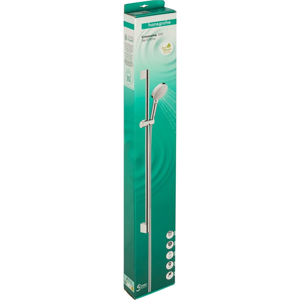 Hansgrohe Brausenset Crometta Vario EcoSmart, 90cm weiß/chrom