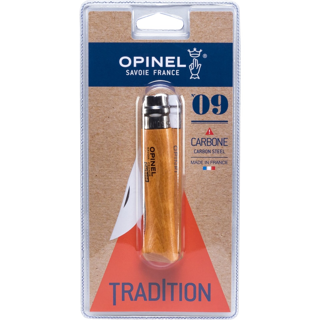 Opinel pocket knife No. 09 carbon blade with wood handle