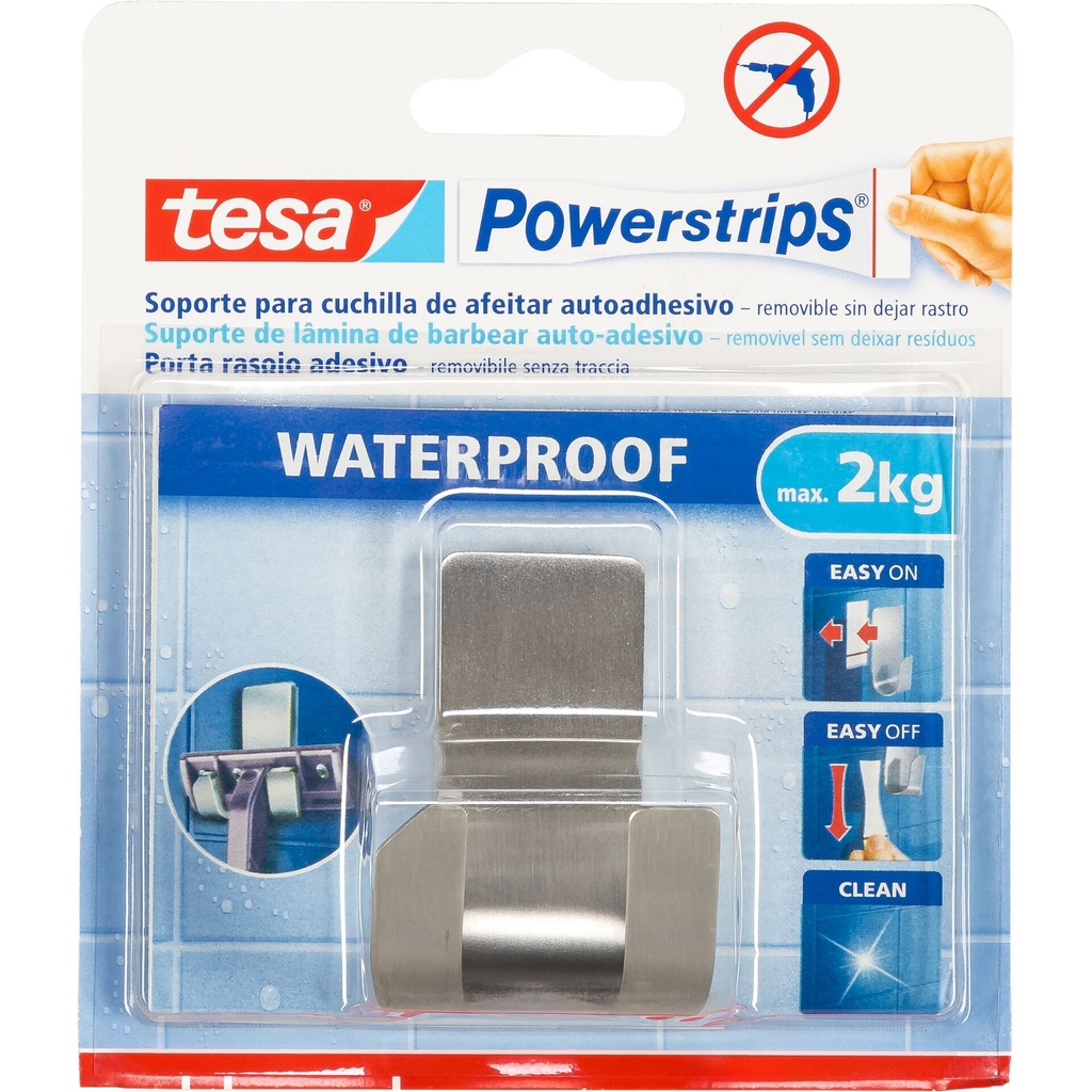 Tesa Powerstrips Rasiererhalter 59709 Waterproof Zoom Metall