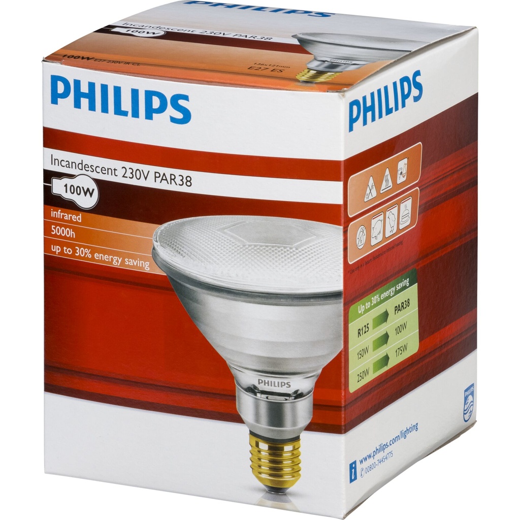 Philips infrared lamp PAR38 IR 100W E27 230V CL