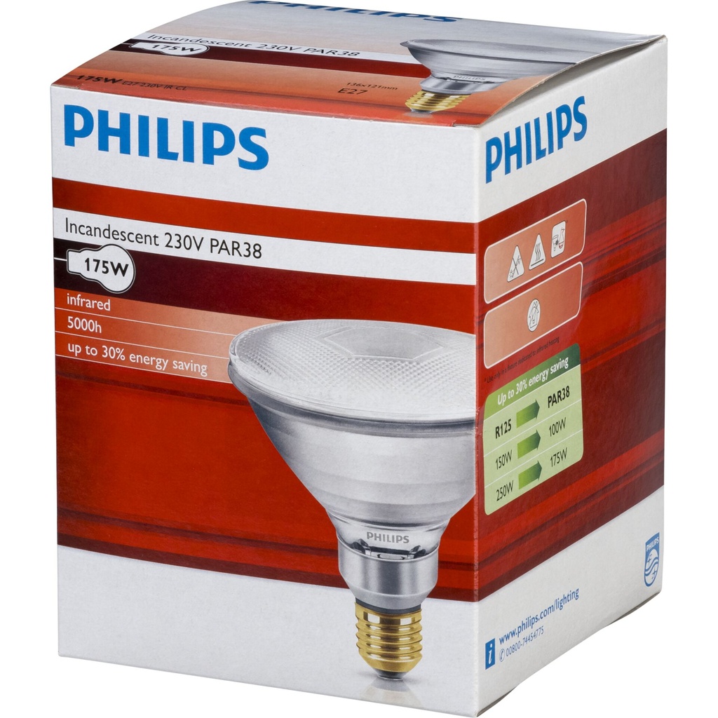 Philips infrared lamp PAR38 IR 175W E27 230 CL