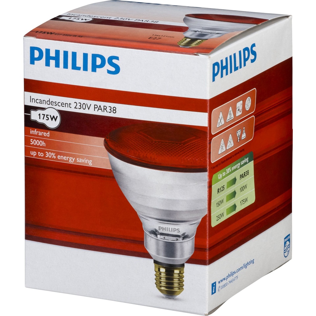 Philips infrared lamp PAR38 IR 175W E27 230 Red