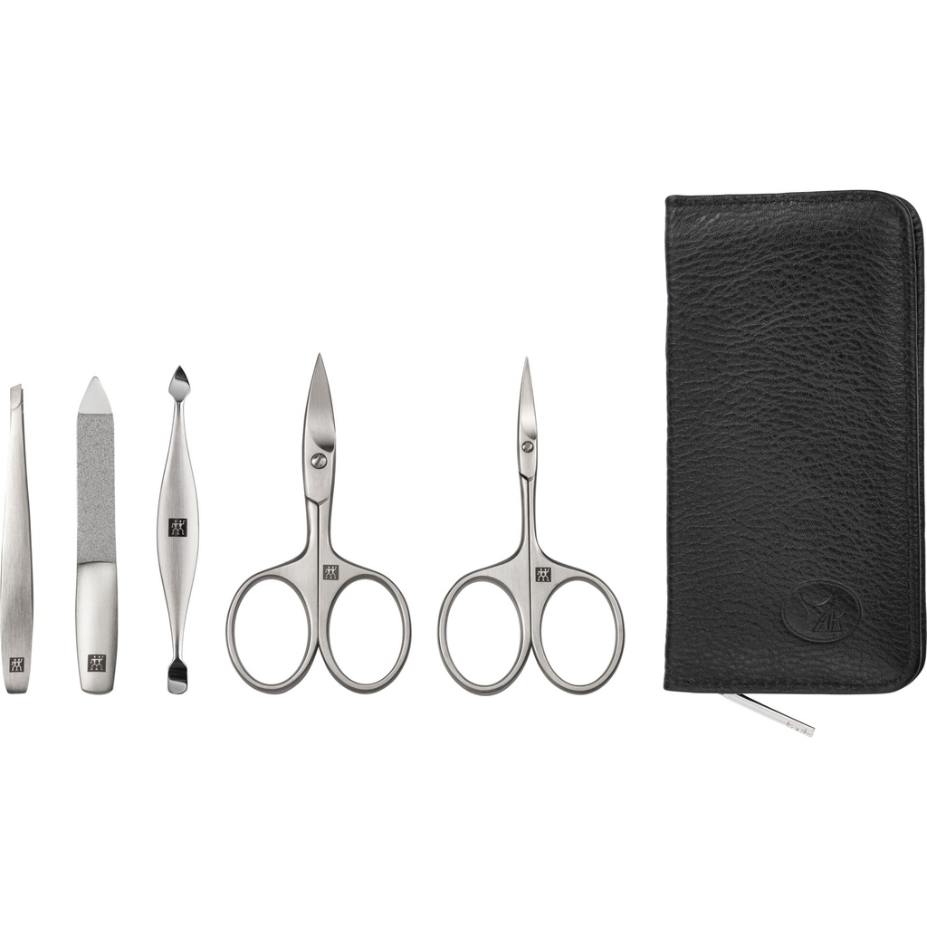 Zwilling PREMIUM zip fastener leather case, black, 5 pcs.
