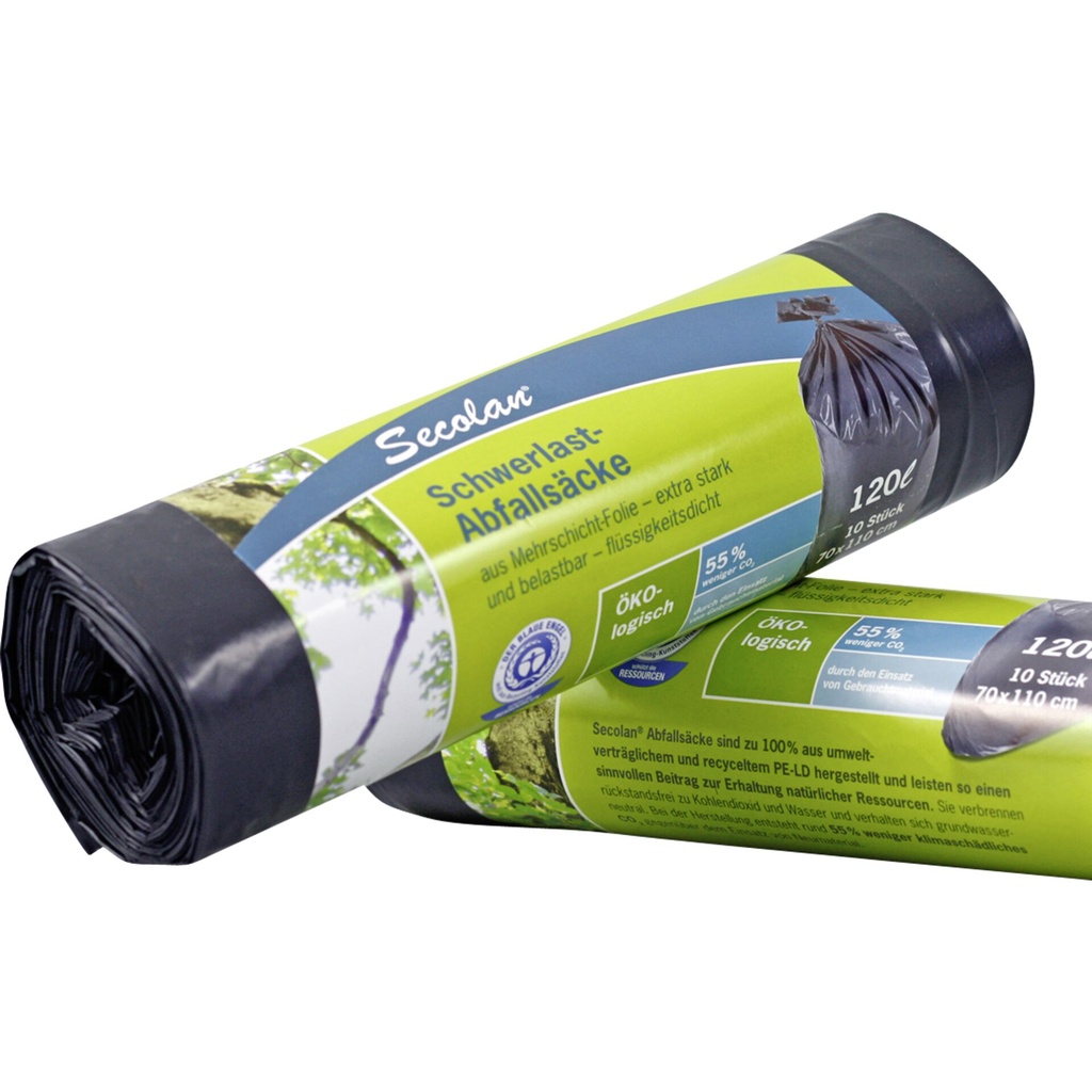 1x10 Secolan Heavy Duty Garbage Bags 120 l grey/black