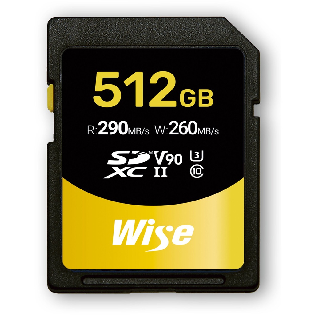 Wise SDXC UHS-II V90       512GB R:290MBs / W:260MBs   WI-SD-N512