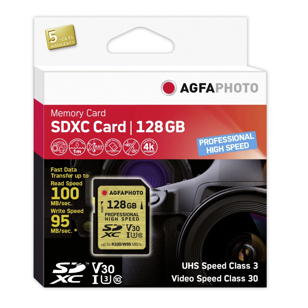 AgfaPhoto SDXC UHS I       128GB Professional High Speed U3 V30