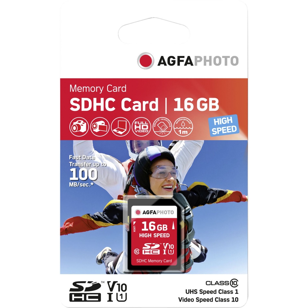 AgfaPhoto SDHC Card 16GB High Speed Class 10 UHS I U1 V10
