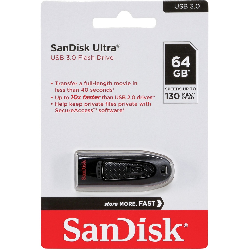 SanDisk Ultra USB 3.0       64GB up to 100MB/s    SDCZ48-064G-U46