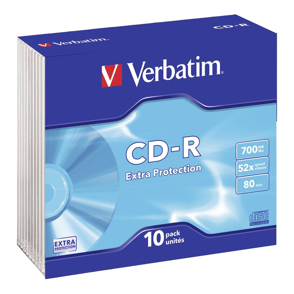 1x10 Verbatim CD-R 80 700MB 52x Data Life Slim Case