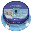 1x25 Verbatim CD-R 80 / 700MB 52x Speed, Data Life plus print.