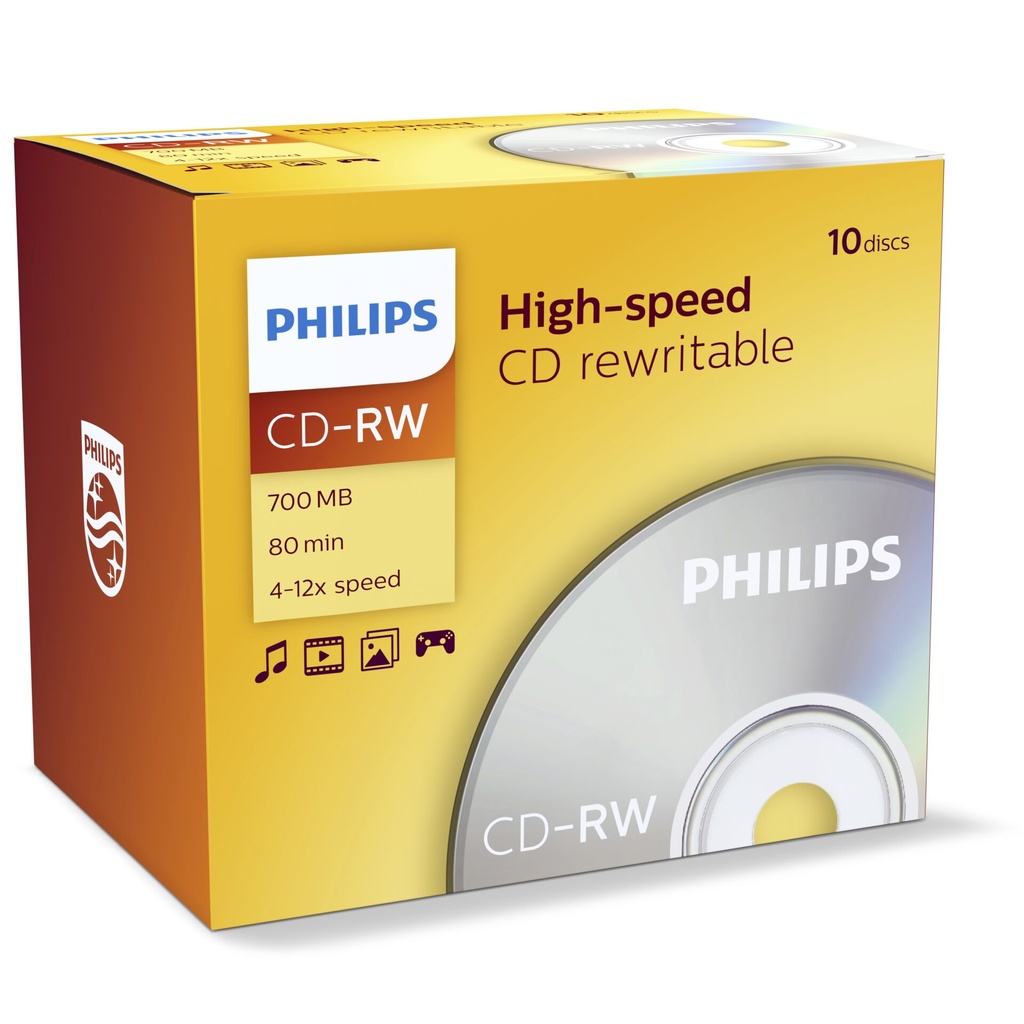 1x10 Philips CD-RW 80Min 700MB 4-12x JC