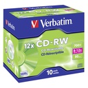 1x10 Verbatim CD-RW 80 / 700MB 8x - 12x Speed, Jewel Case
