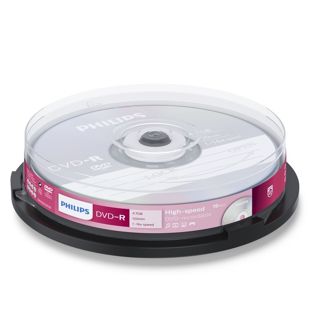 1x10 Philips DVD-R 4,7GB 16x SP