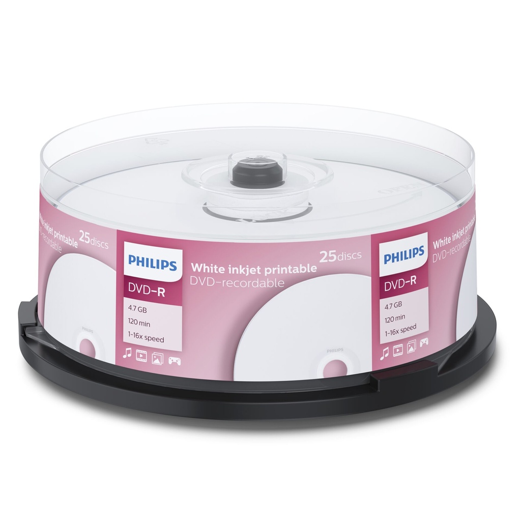 1x25 Philips DVD-R 4,7GB 16x IW SP