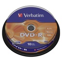 1x10 Verbatim DVD-R 4,7GB 16x Speed, matt silver Cakebox