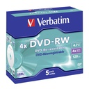 1x5 Verbatim DVD-RW 4,7GB 4x Speed, Jewel Case