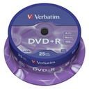 1x25 Verbatim DVD+R 4,7GB 16x Speed, matt silver