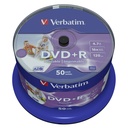 1x50 Verbatim DVD+R 4,7GB 16x Speed, wide printable NON-ID