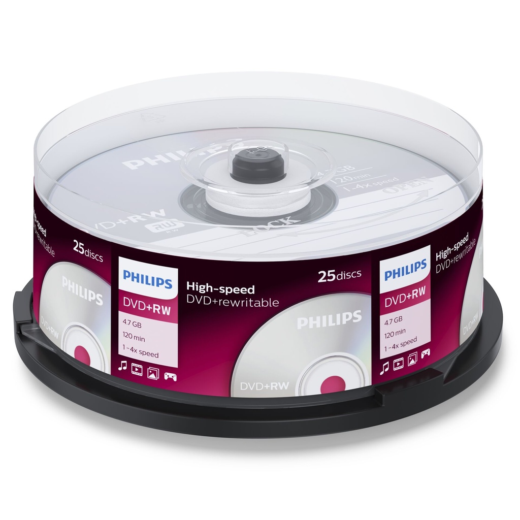 1x25 Philips DVD+RW 4,7GB 4x SP