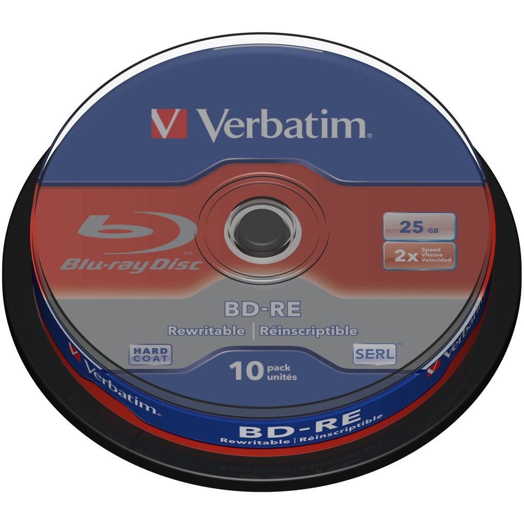 1x10 Verbatim BD-RE Blu-Ray 25GB 2x Speed, Cakebox