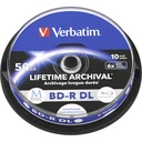 1x10 Verbatim M-Disc BD-R BluRay 50GB 6x Speed Cakebox printable