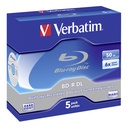 1x5 Verbatim BD-R Blu-Ray 50GB 6x Speed, white blue Jewel Case