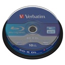 1x10 Verbatim BD-R Blu-Ray 50GB 6x Speed, white blue Cakebox