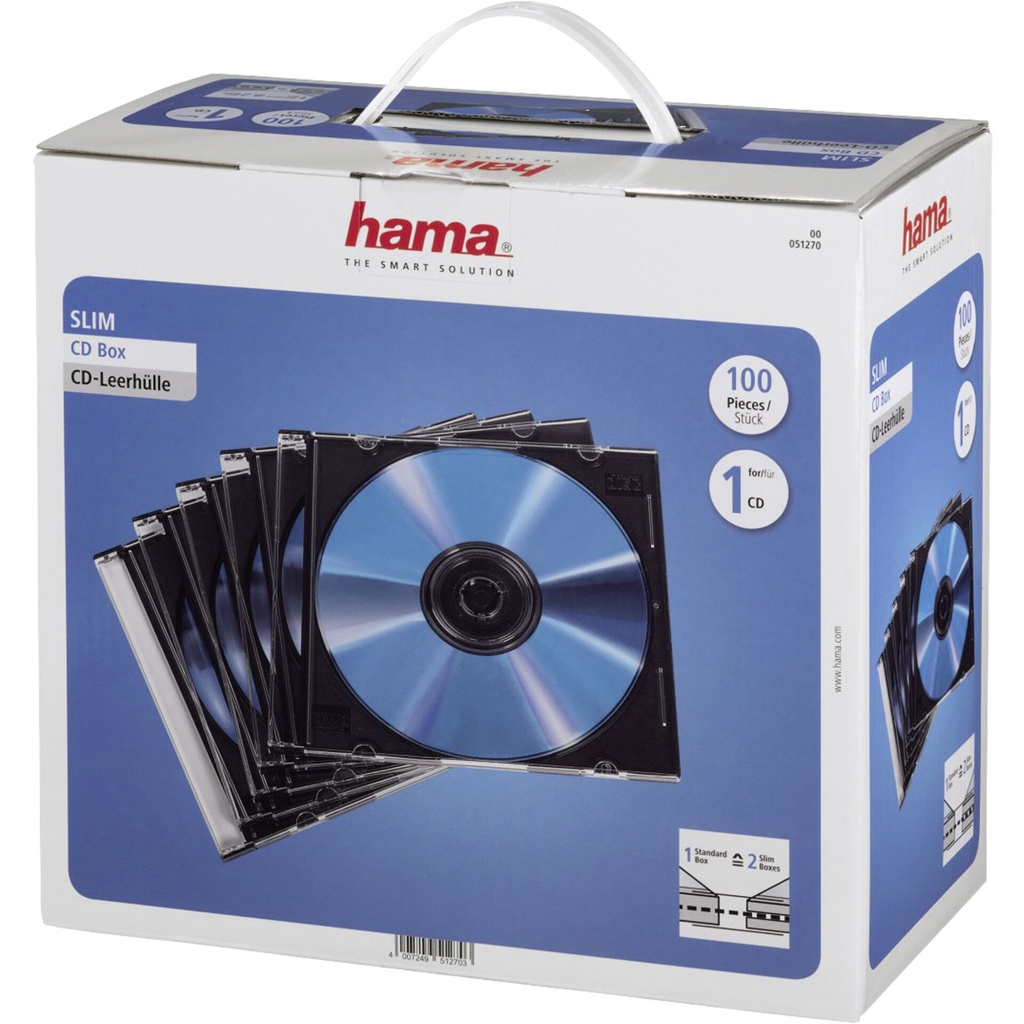 1x100 Hama Slim CD Jewel Case black                      51270