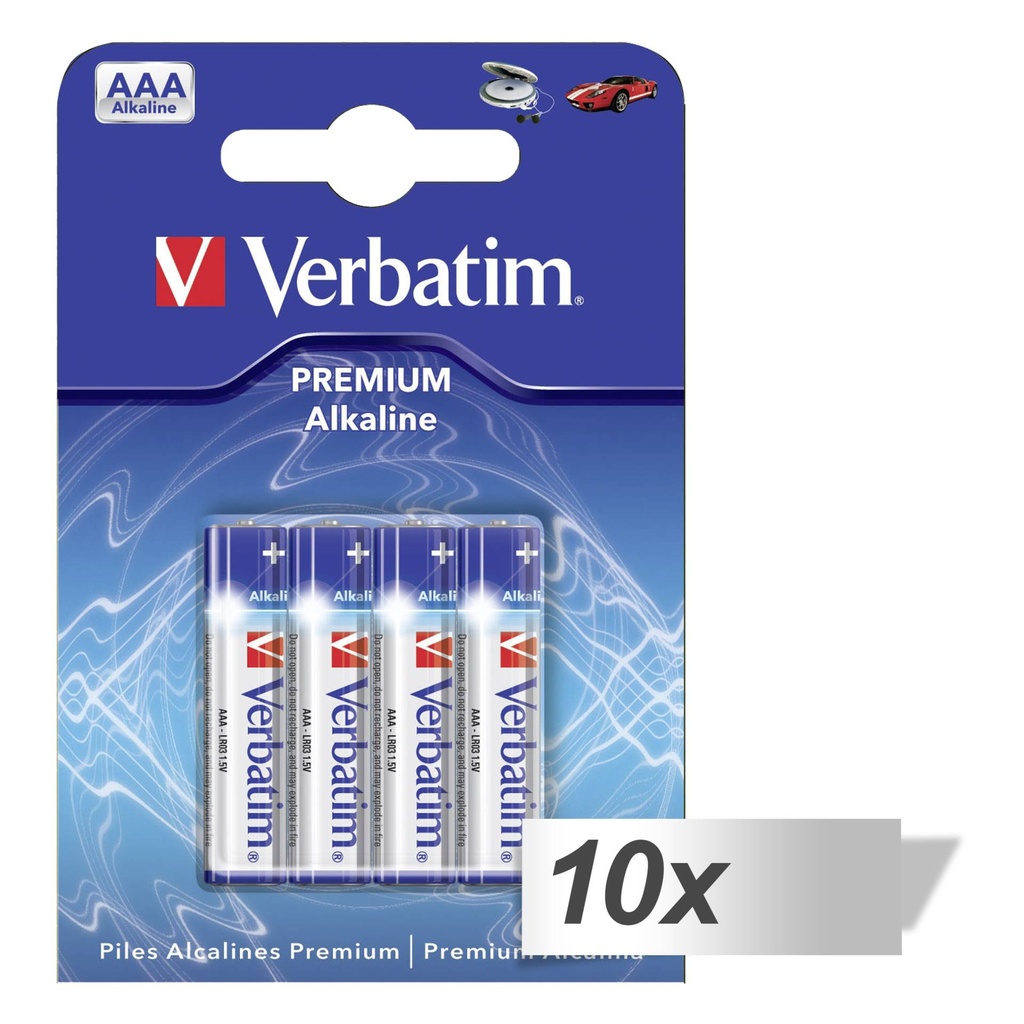 10x4 Verbatim Alkaline battery Micro AAA LR 03            49920