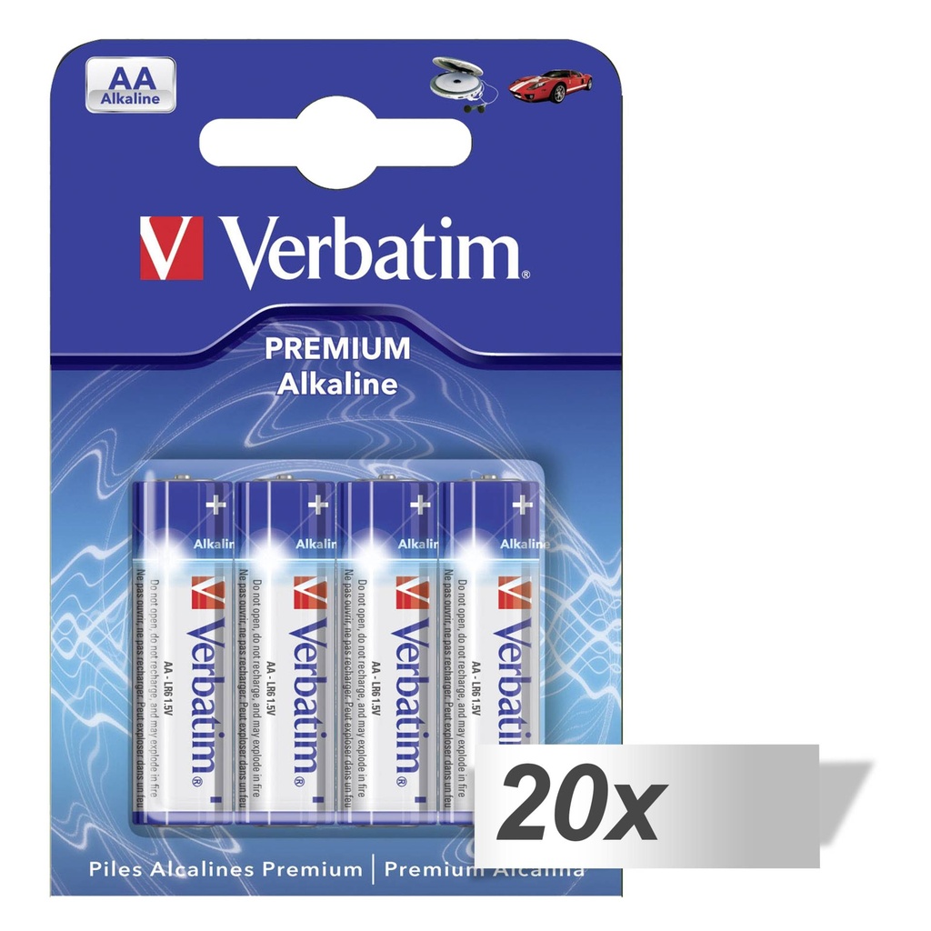 20x4 Verbatim Alkaline battery Mignon AA LR6              49921