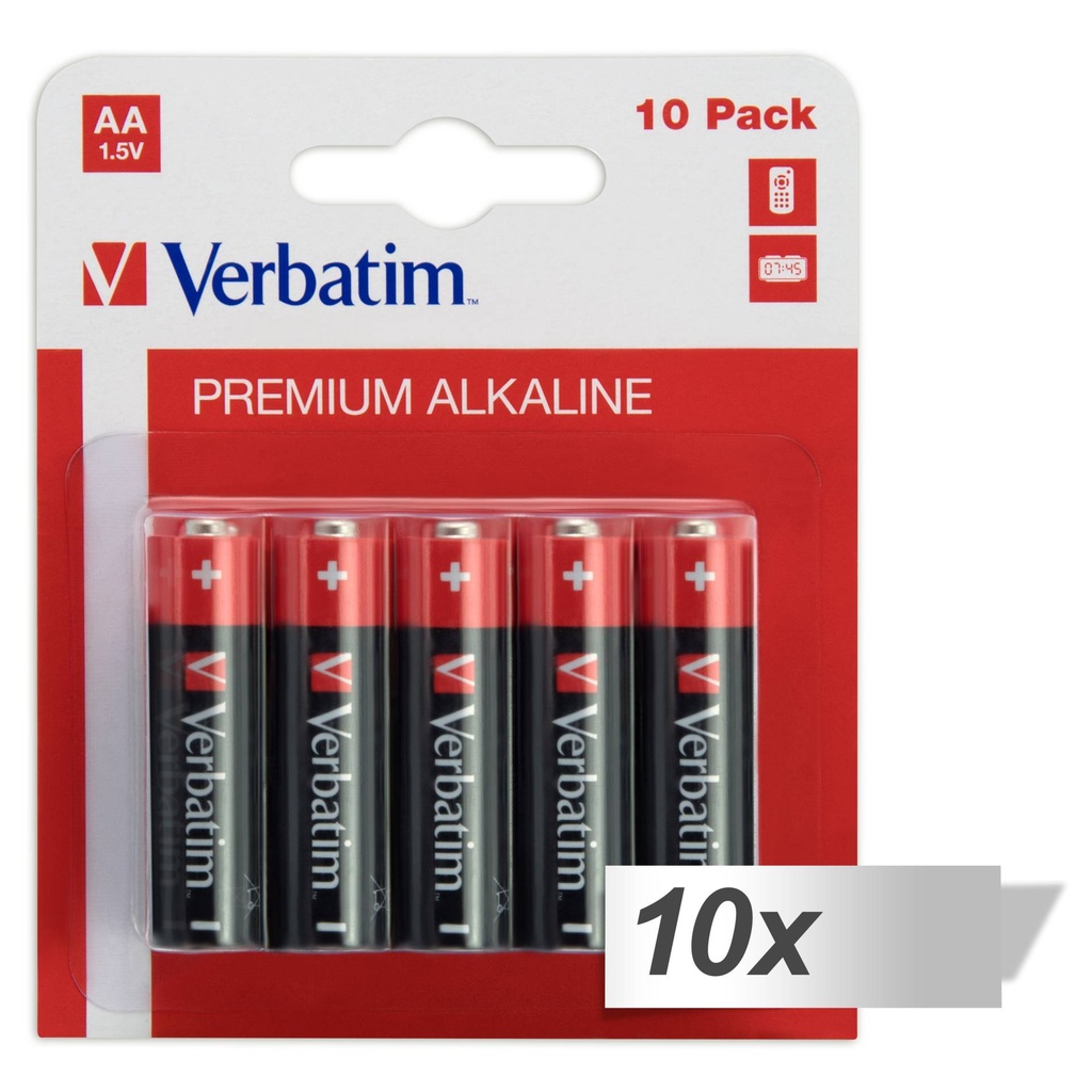 10x10 Verbatim Alcaline battery Migono AA LR 06            49875