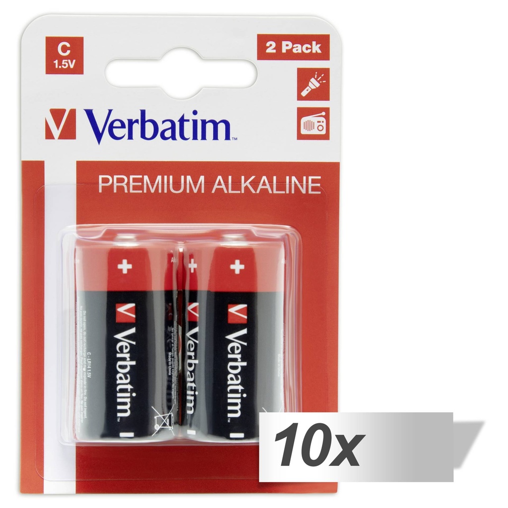 10x2 Verbatim Alkaline battery Baby C LR 14               49922