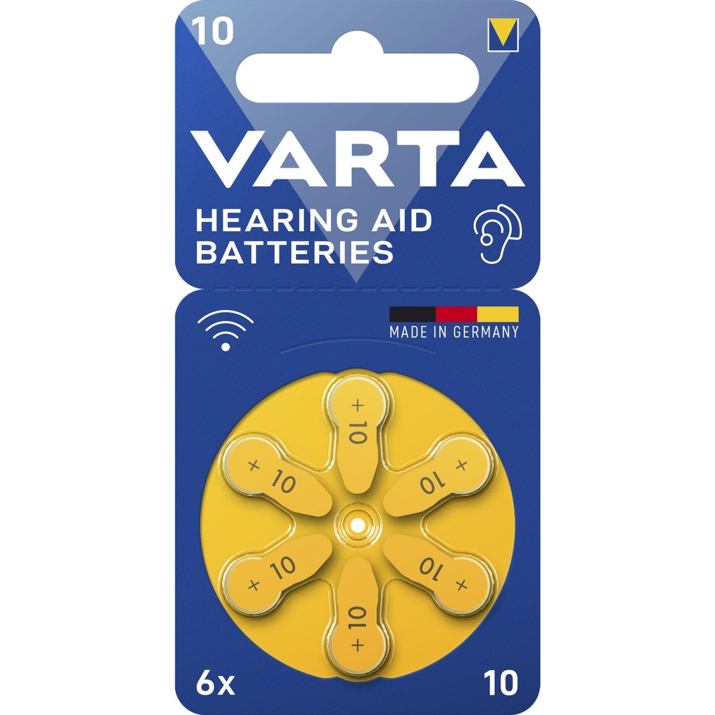 1x6 Varta Hearing Aid Batteries Type 10             24610101416