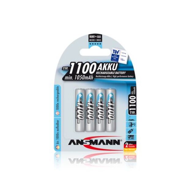 1x4 Ansmann NiMH rech. battery 1100 Micro AAA 1050 mAh