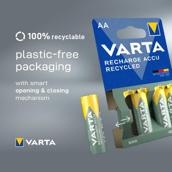 1x4 Varta RECHARGE ACCU Recycled 2100 mAH AA Mignon NiMH