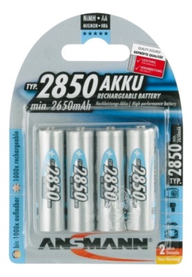 1x4 Ansmann NiMH rech. battery 2850 Mignon AA 2650 mAh