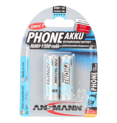 1x2 Ansmann maxE NiMH rech.bat. Mignon AA 1300 mAh DECT PHONE