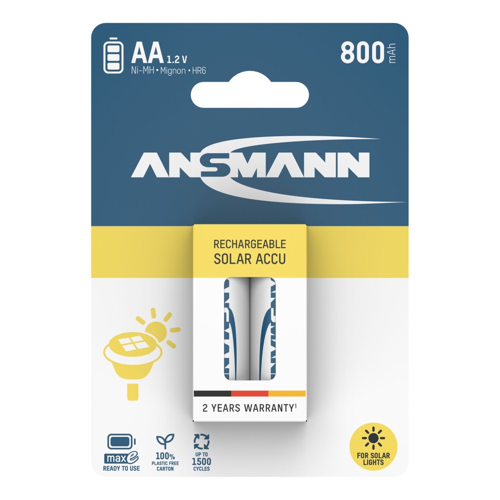 12x2 Ansmann maxE NiMH bat. Mignon AA 800 mAh SOLAR  5035513