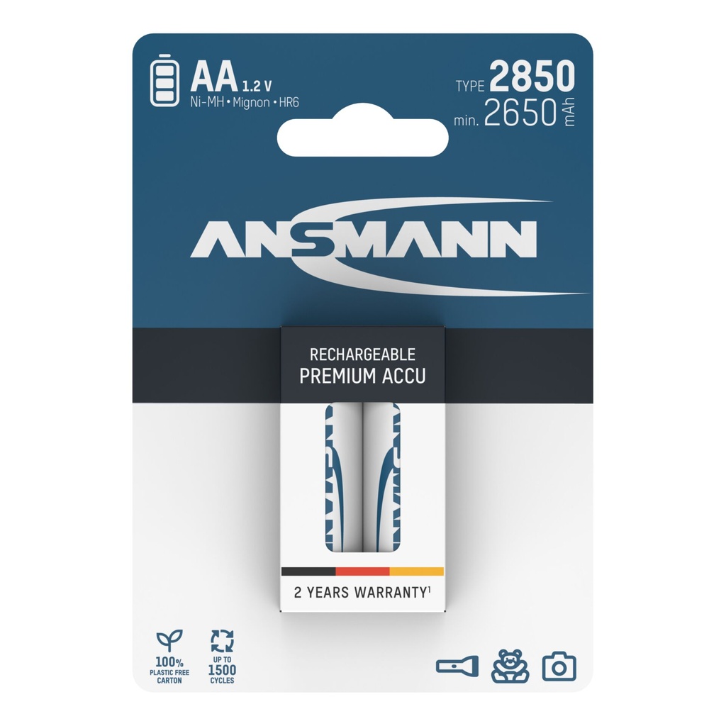 12x2 Ansmann NiMH bat. 2850 Mignon AA 2650 mAh