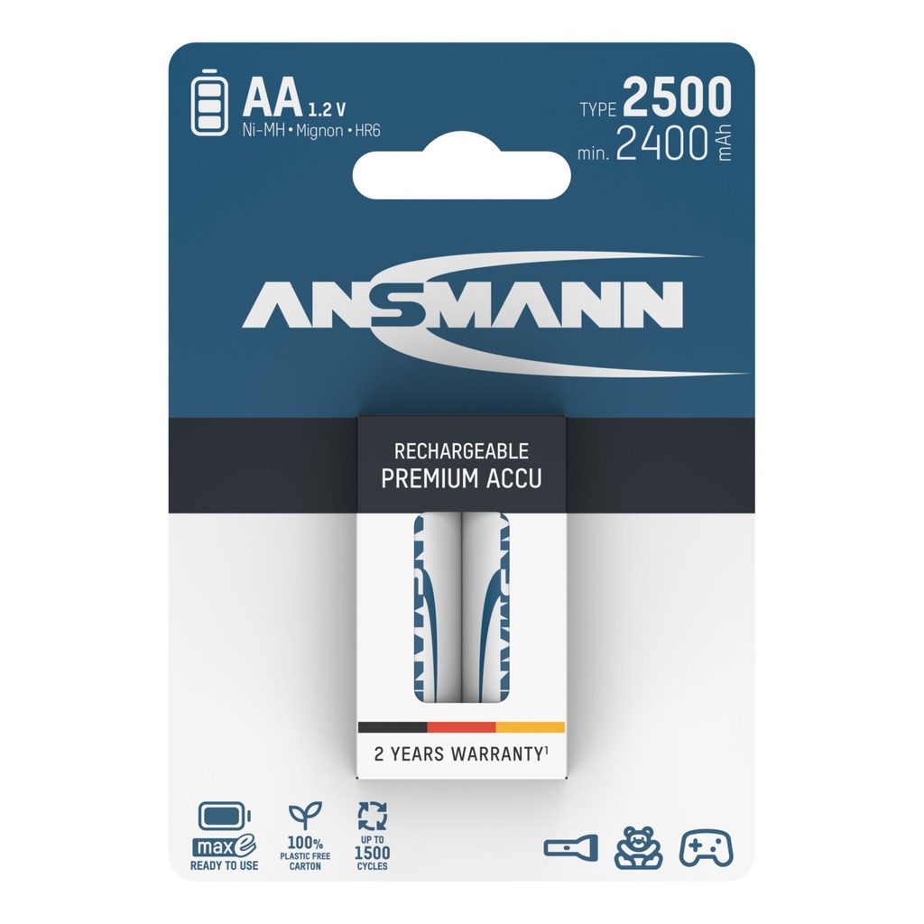12x2 Ansmann maxE NiMH bat. 2500 Mignon AA 2400 mAh