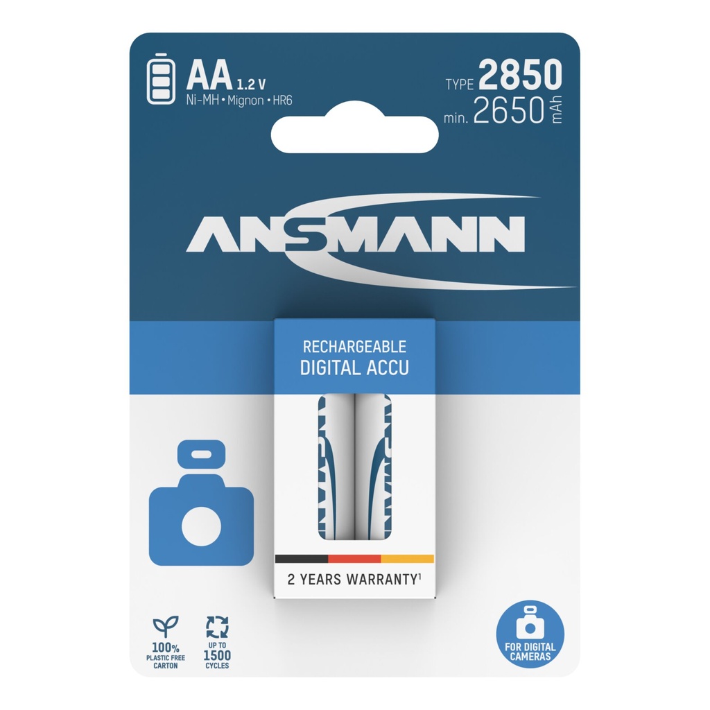 12x2 Ansmann NiMH bat. 2850 Mignon AA 2650 mAh DIGITAL