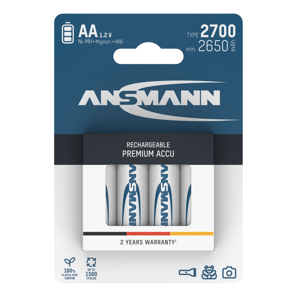 1x4 Ansmann rech. battery 2700 Mignon AA 2500 mAh