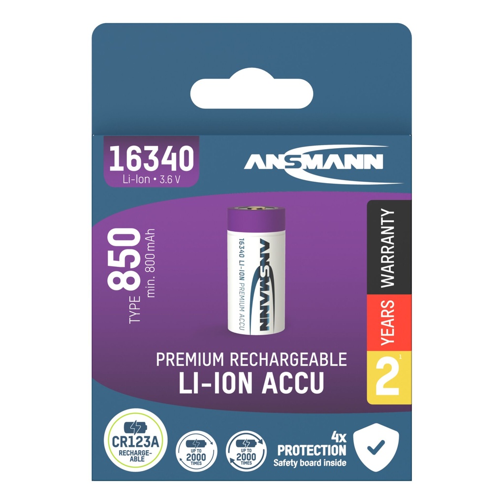 Ansmann 16340 Li-Ion Akku 850mAh 3,6V Standard Version  1300-0017