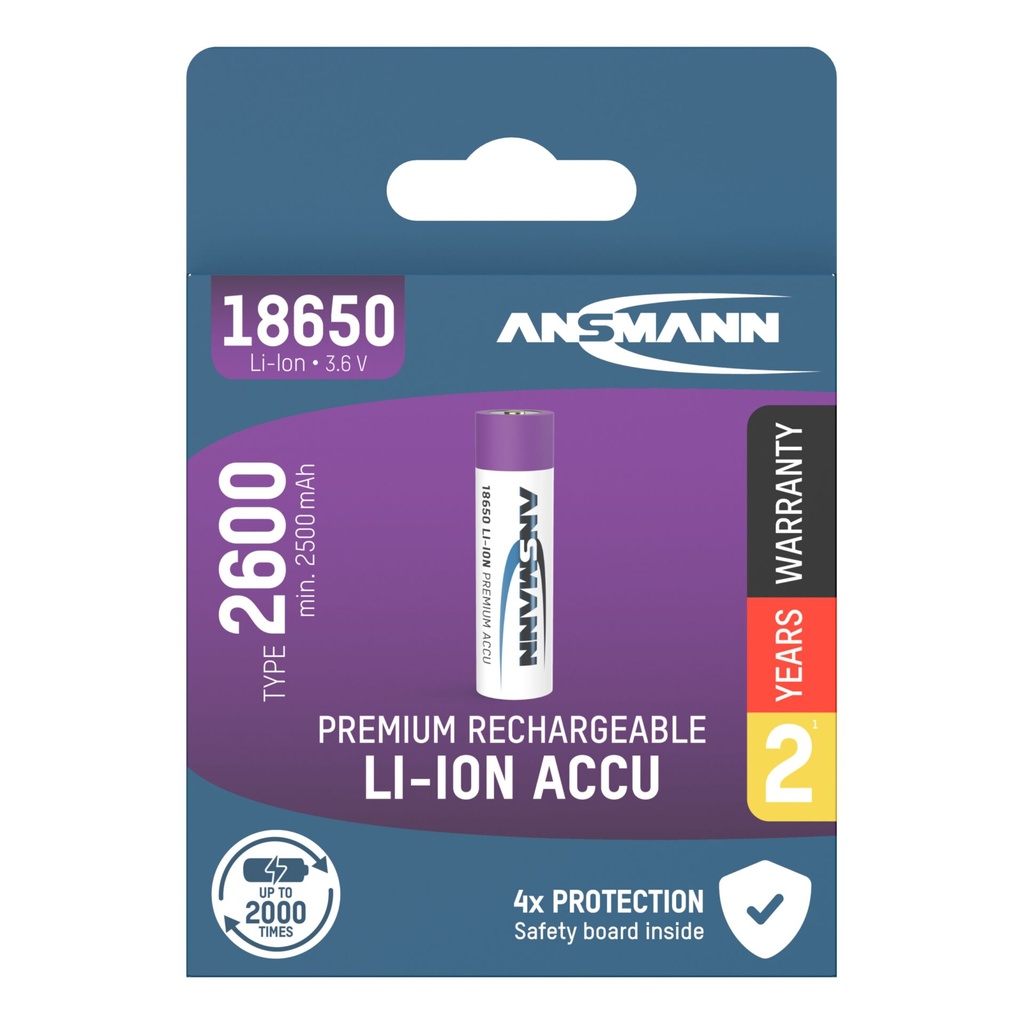 Ansmann Li-Ion 18650 2600mAh 3,6V Battery 9,36Wh 1307-0000